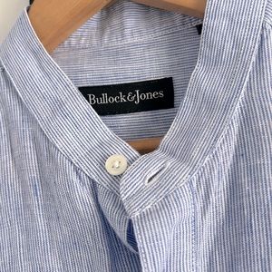 Bullock & Jones long sleeve 100% Linen Mock Neck Shirt